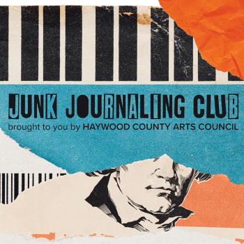 Junk Journaling Club logo with a variety of paper and images, Click to learn more